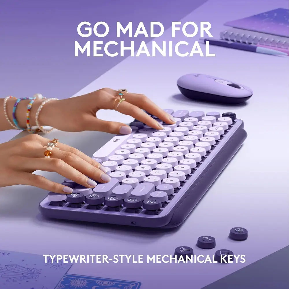 Logitech POP Keys Wireless Bluetooth Mechanical Keyboard - Cosmos thumbnail