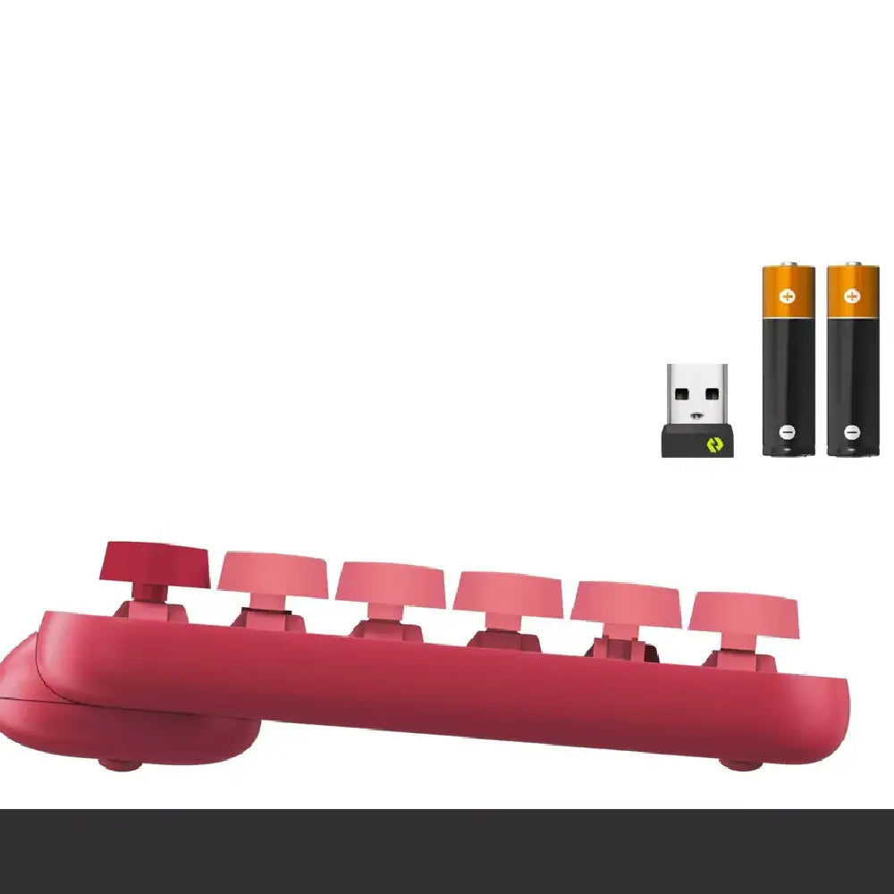 Logitech POP Keys Wireless Bluetooth Mechanical Keyboard - Rose. Designed for both style and function, POP Keys includes 8 swappable emoji keys (4 pre-installed, 4 extra in the box) and 1 dedicated emoji menu key. 920-010709 thumbnail