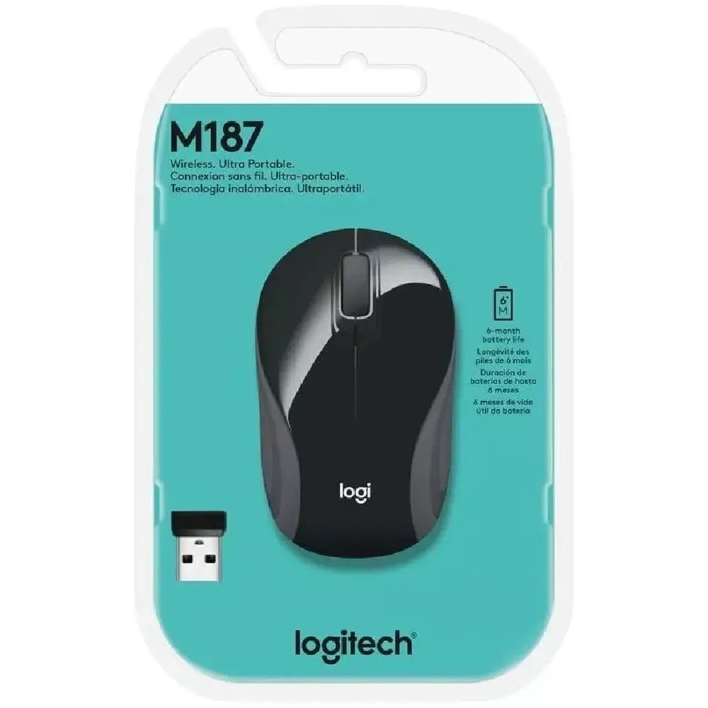 Logitech Wireless Mini Mouse M187  BLACK 910-004840 thumbnail