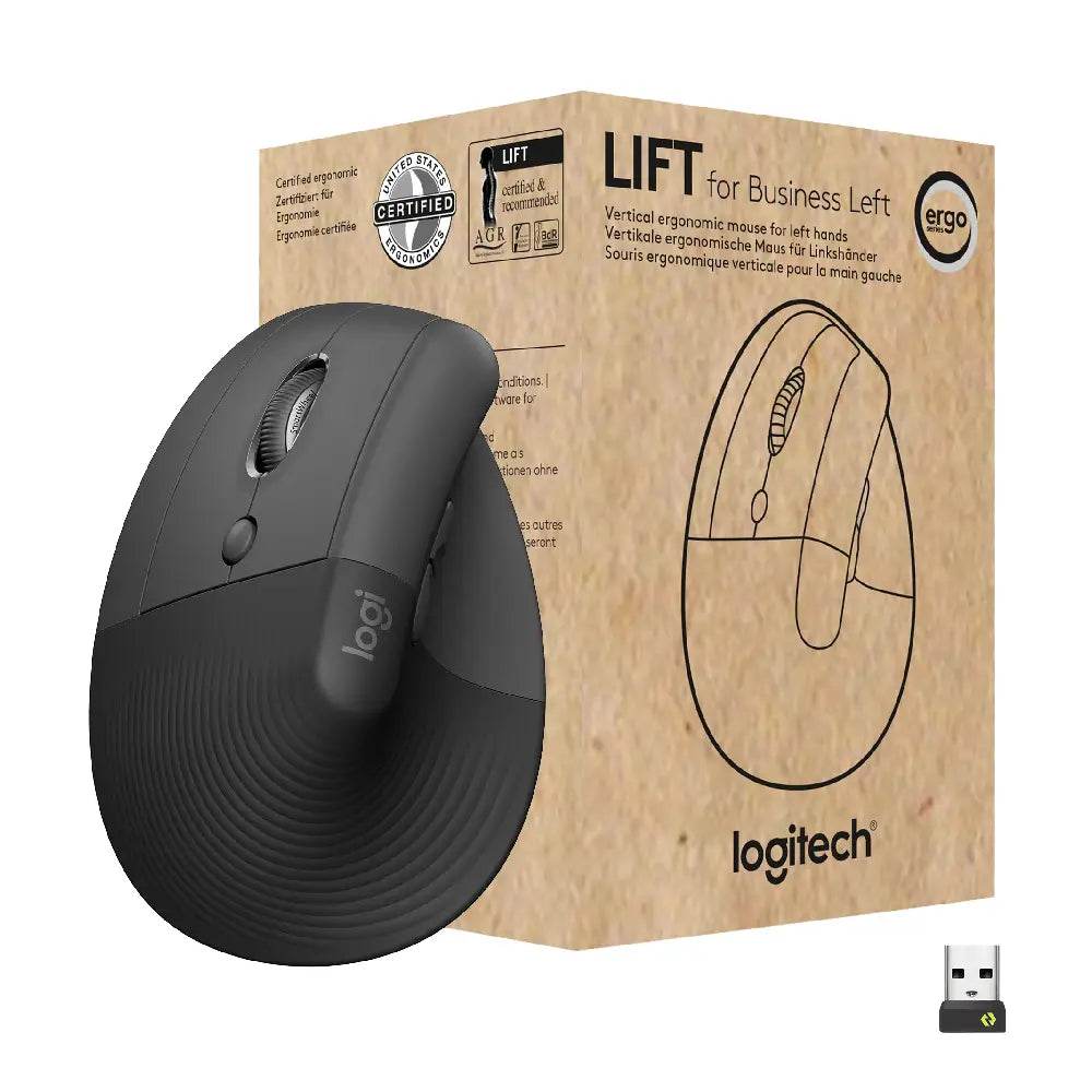 Logitech Lift Left, Vertical Ergonomic Mouse - Left-Handed 910-006492
