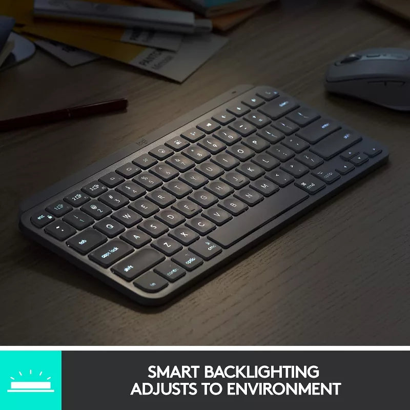 Logitech MX Keys Mini Minimalist Wireless Illuminated Keyboard, Compact, Bluetooth, Backlit, USB-C, - Graphite thumbnail