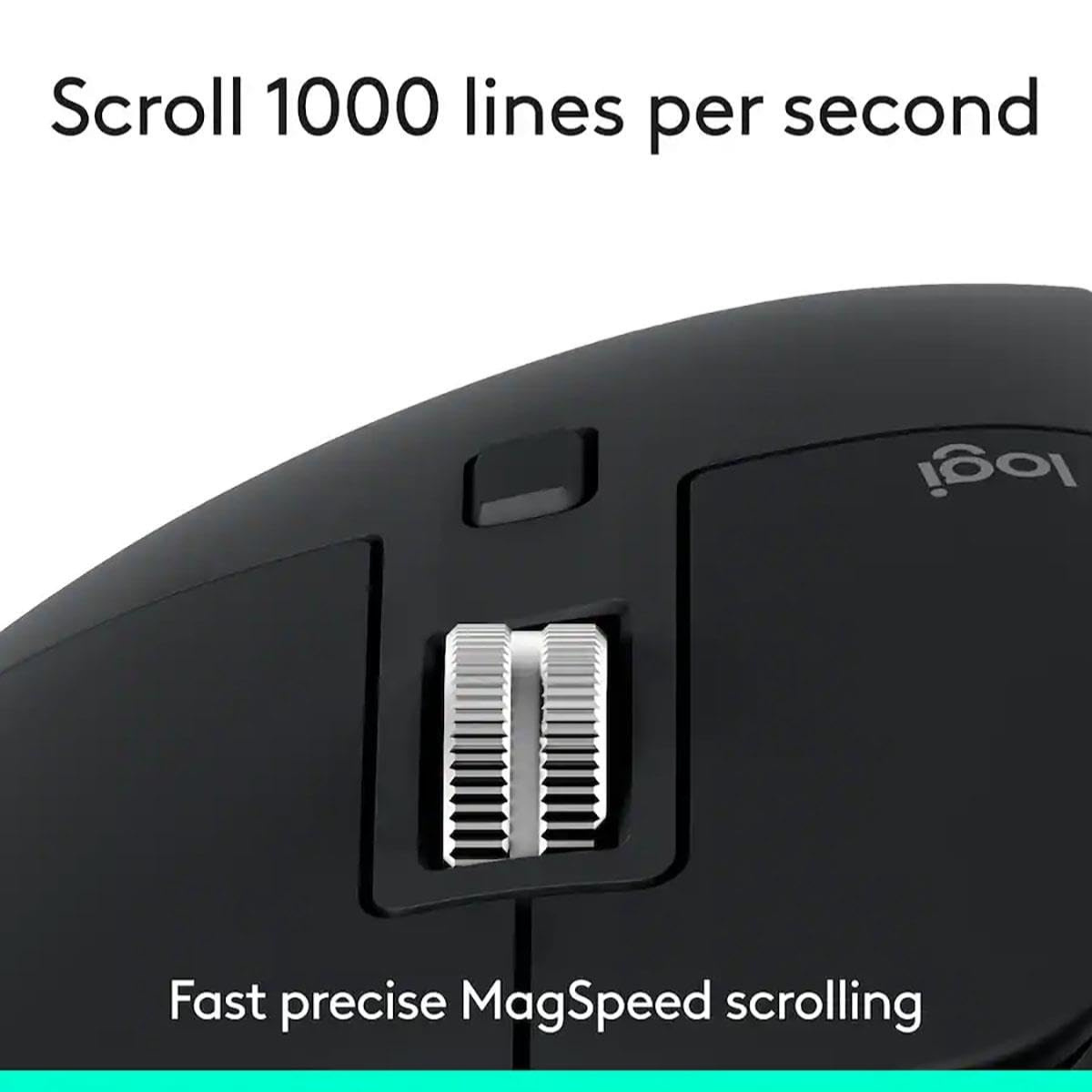 Logitech MX Master 3S Performance Wireless Mouse with Ultra-Fast Scrolling, Ergonomic Design, 8K DPI Sensor, Track on Glass, Quiet Clicks, Bluetooth & USB Receiver, Black thumbnail