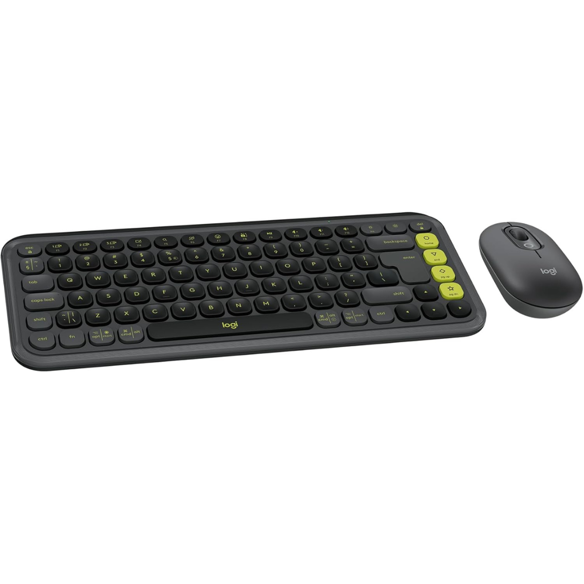 Logitech POP ICON Combo, Bluetooth Keyboard and Mouse Combo, Comfortable Typing, programmable Keys and Buttons, Quiet clicks, Easy-Switch up to 3 Devices - Graphite and Lime thumbnail