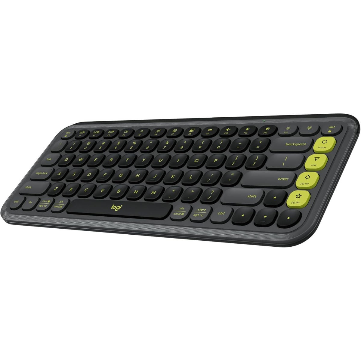 Logitech POP ICON Keys Wireless Bluetooth Keyboard, Comfortable Typing, Programmable Keys, Easy-Switch Between up to 3 Devices, for Laptop, Tablet, PC – Graphite and Green