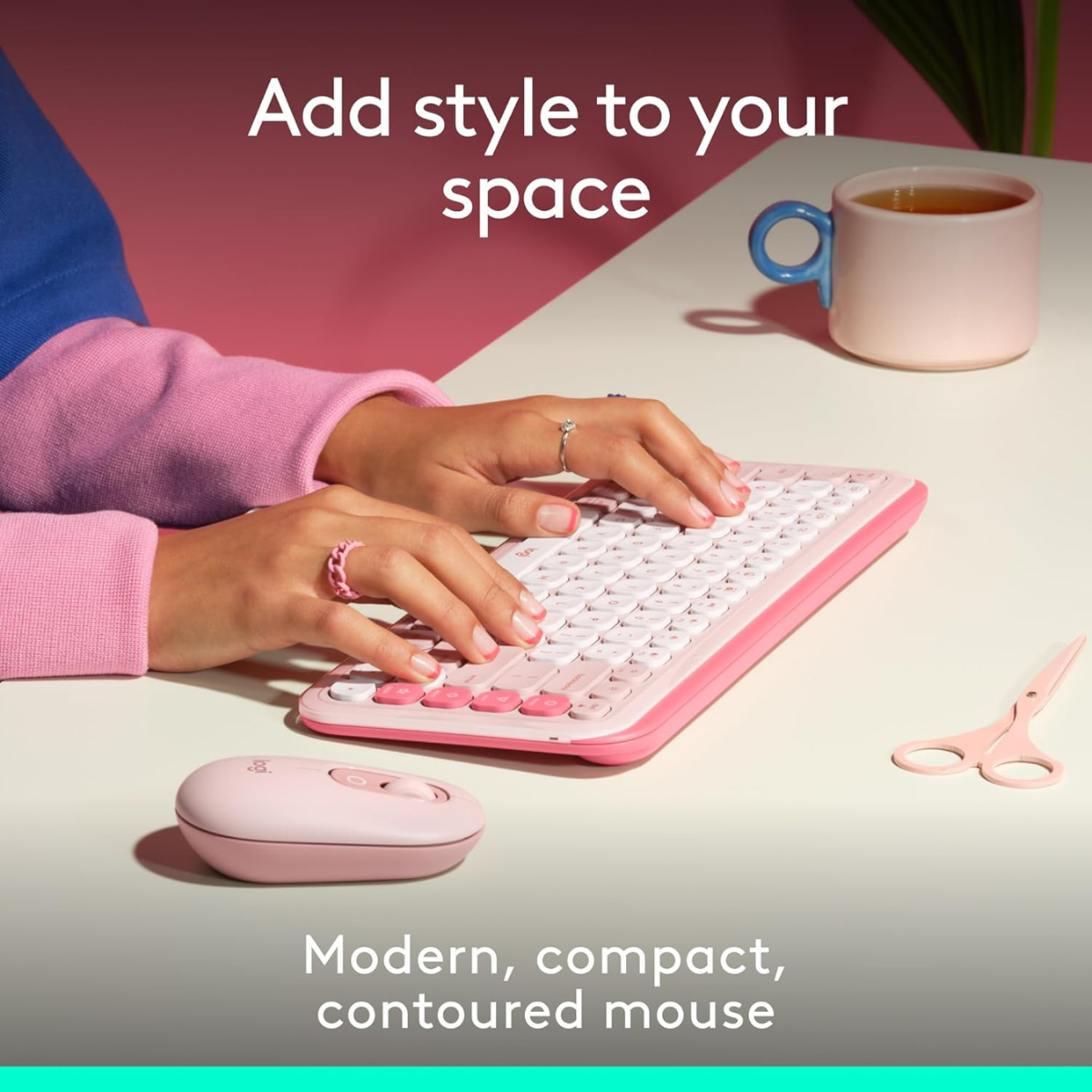 Logitech POP Mouse, Compact and Portable Wireless Bluetooth Mouse with Programmable Buttons and Quiet Clicks, Easy-Switch Between up to 3 Devices, Laptop, Tablet, PC - Rose thumbnail