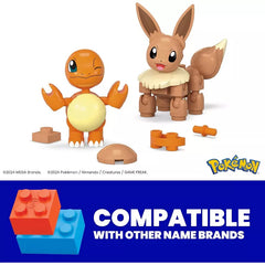 MEGA Pokémon Building Toys Set, Poké Ball 2-Pack, Charmander & Eevee 40 Pieces