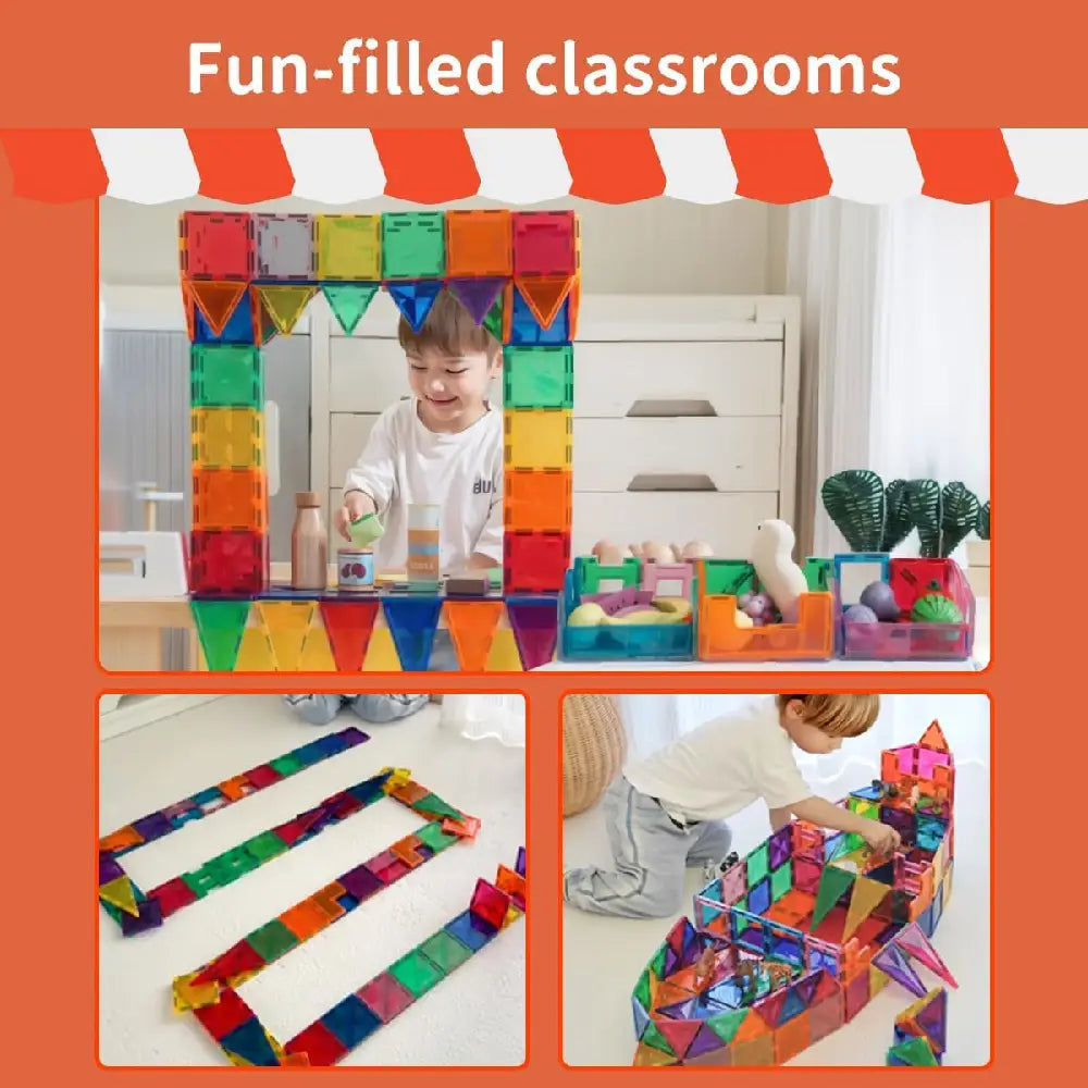 Mag-Genius Magnet Tiles Building Toy Set  143 pc MGS-143 thumbnail