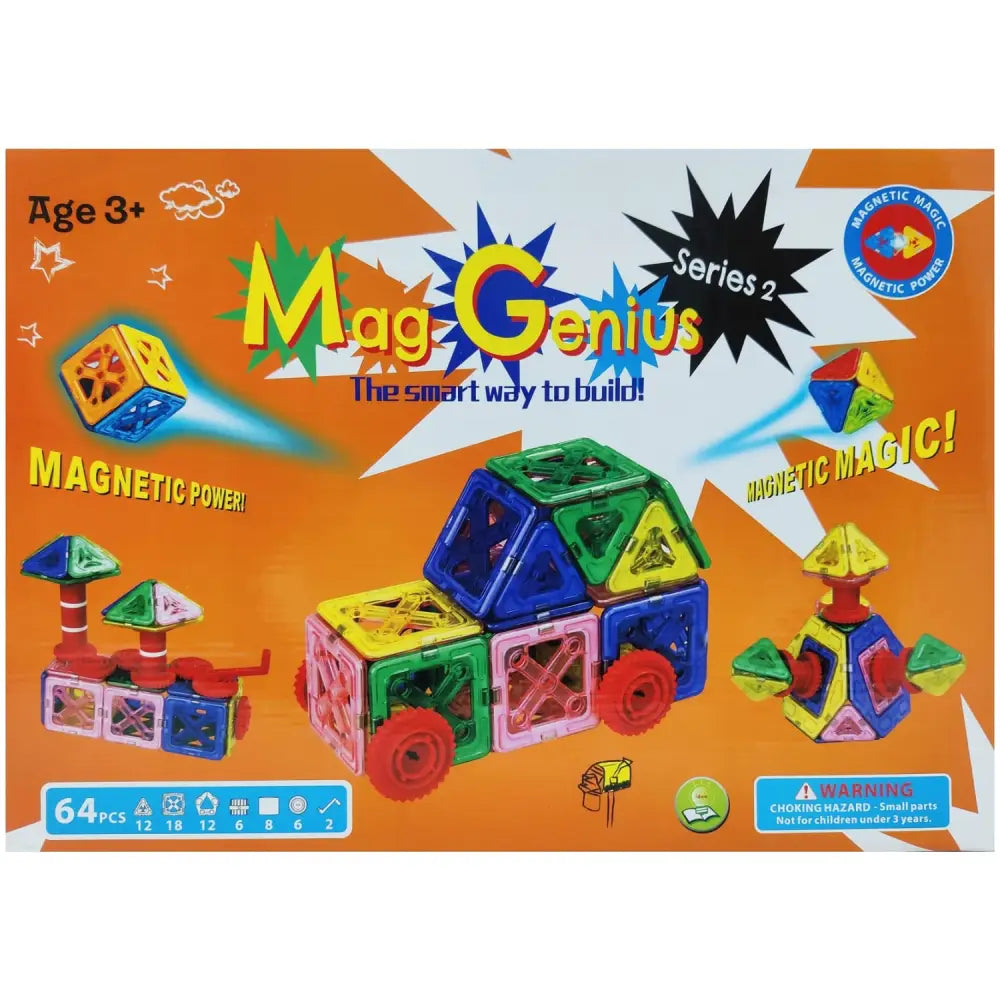 Mag-Genius S2 Magnetic Building Blocks Tiles MGS-64 thumbnail