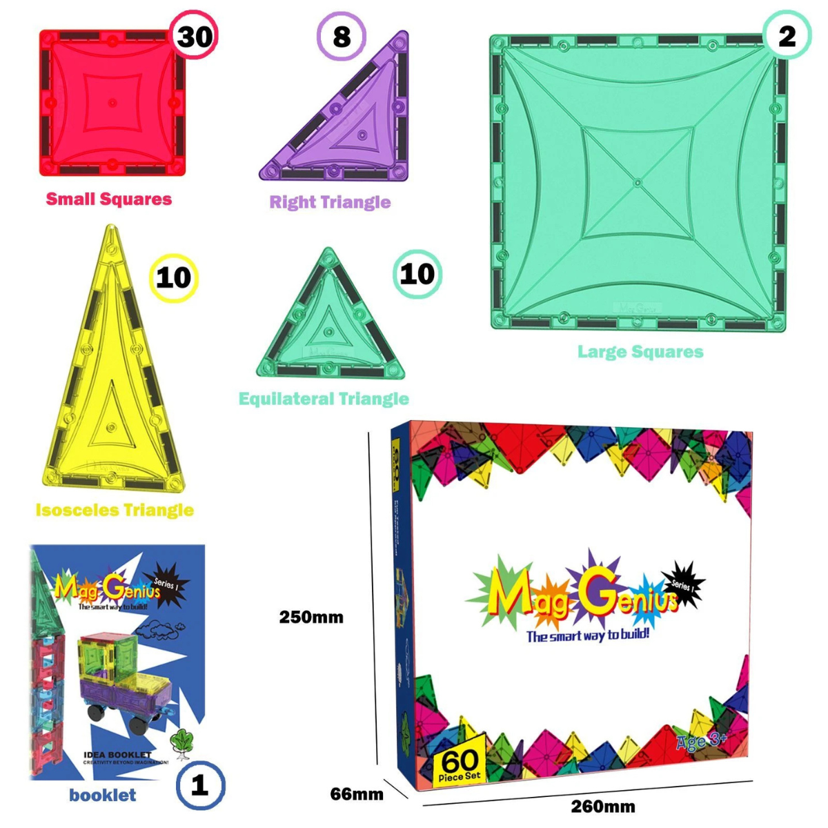Mag-Genius Award-Winning Magnetic Tiles 60pcs thumbnail