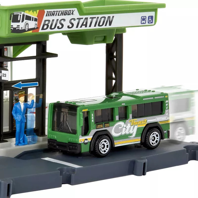Matchbox Action Drivers Bus Station w/ MBX City Bus 1:64 Scale Playset thumbnail