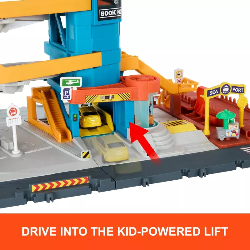 Matchbox Action Drivers Transportation Center with a 1:64 Scale Taxi, Boat & Helicopter Plus a Food Vendor Accessory thumbnail