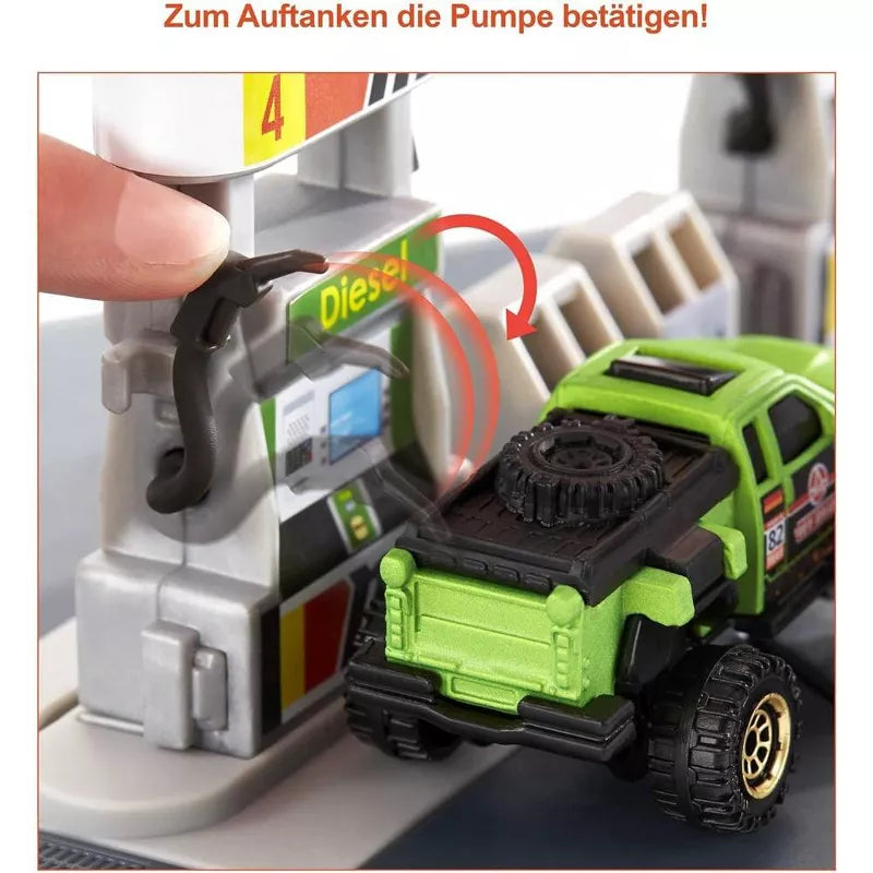 Matchbox Toy Cars Playset, Action Drivers Fuel Station & 1:64 Scale Toy Truck, Moveable Gas Hoses & Car-Activated Features thumbnail