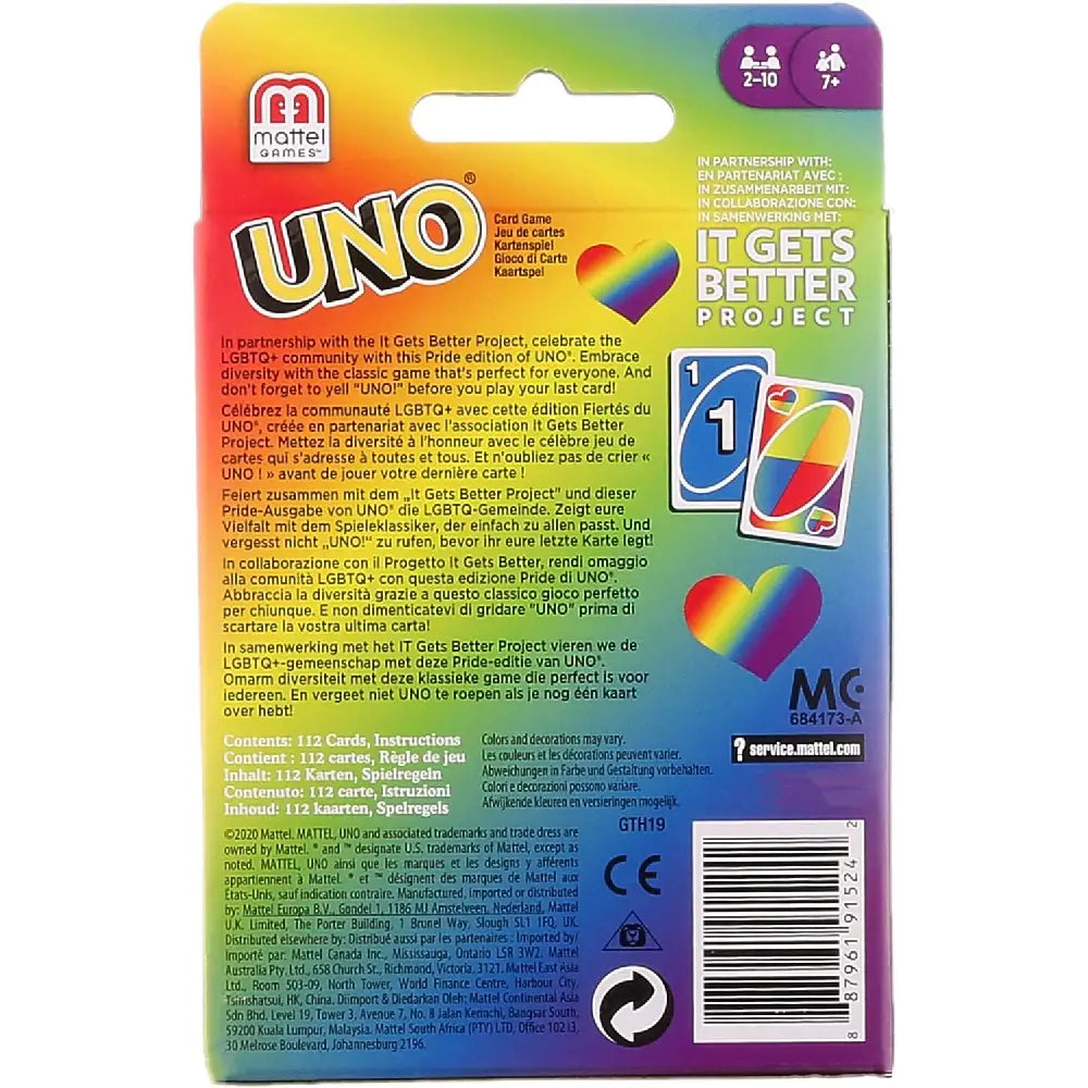Mattel Games UNO Play with Pride Card Game GTH19 thumbnail