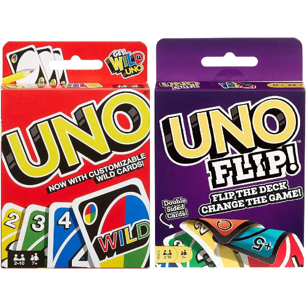 Mattel Uno Original and Uno Flip Card Games Combo Pack of 2 Grab both the classic UNO and the exciting UNO Flip card games in one set. GDR44 + 42003