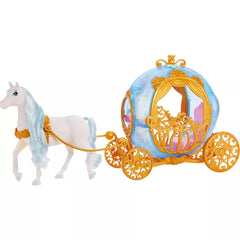 Mattel Disney Princess Cinderella’s Rolling Carriage with Gold Details & White Horse with Brushable Mane & Tail, Inspired by Disney Movie