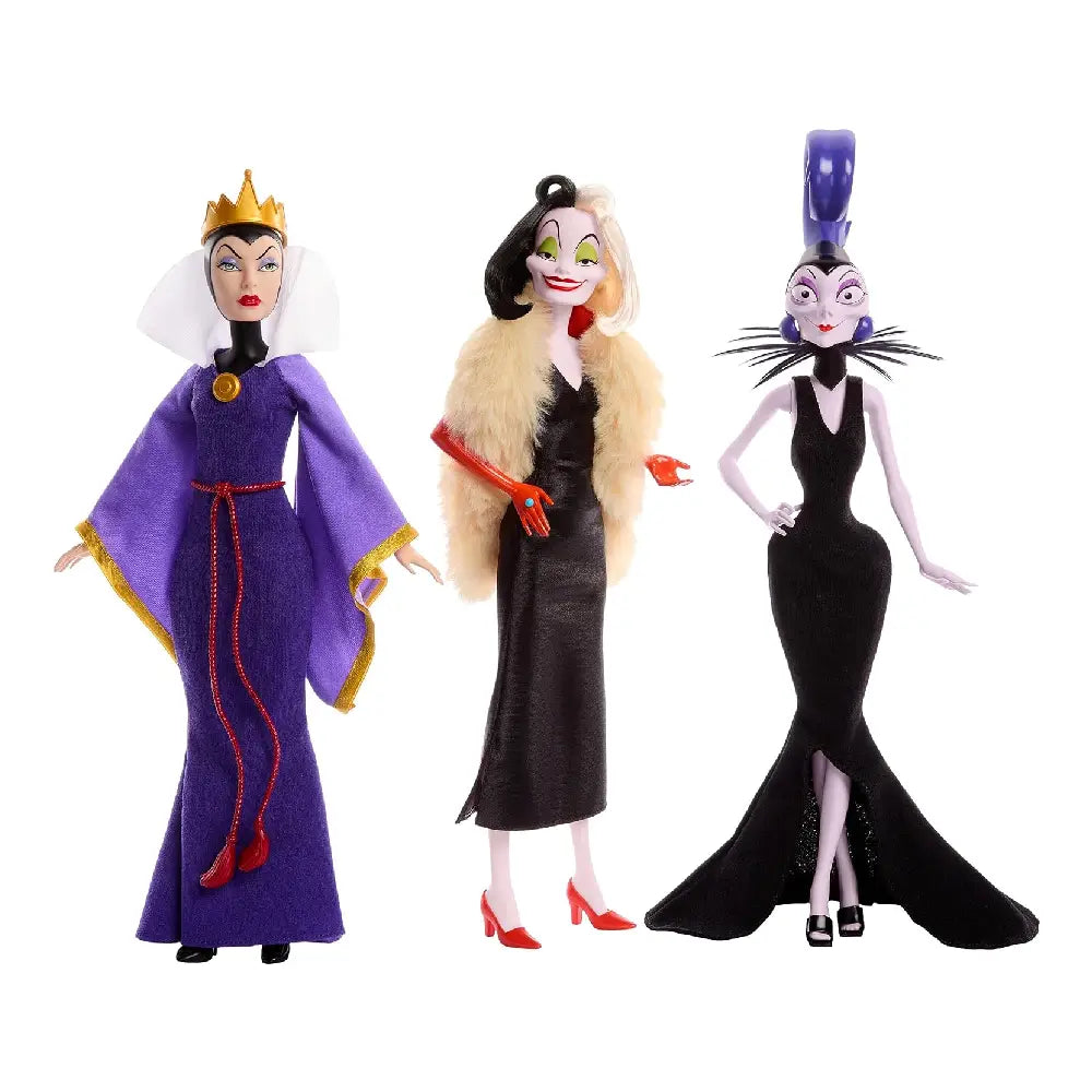 Mattel Disney Villains Evil Queen, Cruella de Vil & Yzma Fashion Dolls HRF56 thumbnail