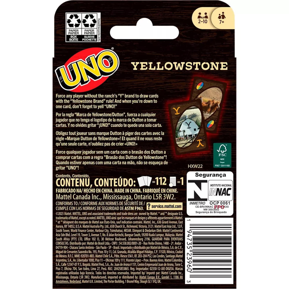 Mattel Games UNO Yellowstone Card Game for Family & Game Nights thumbnail