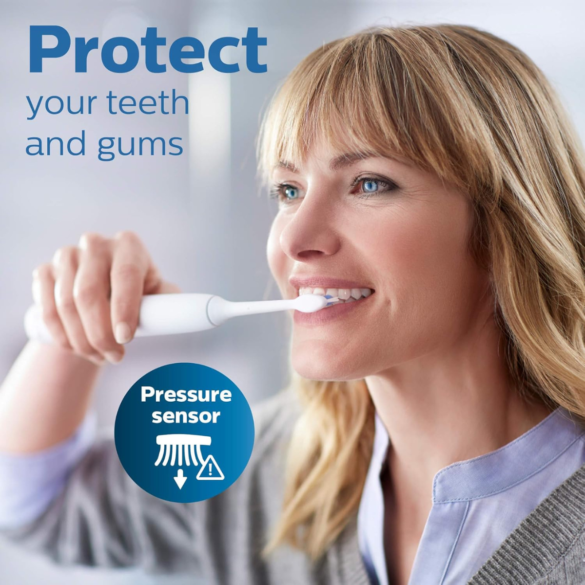 PHILIPS Sonicare ProtectiveClean 6100 Rechargeable Electric Toothbrush with Pressure Sensor, 3 Cleaning Modes, SmarTimer, QuadPacer, 14-Day Battery Life, Travel Case, White thumbnail
