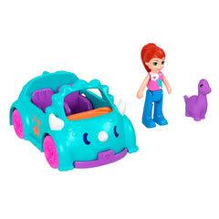 POLLY POCKET Doll & Vehicle and Pet Dino HRD43