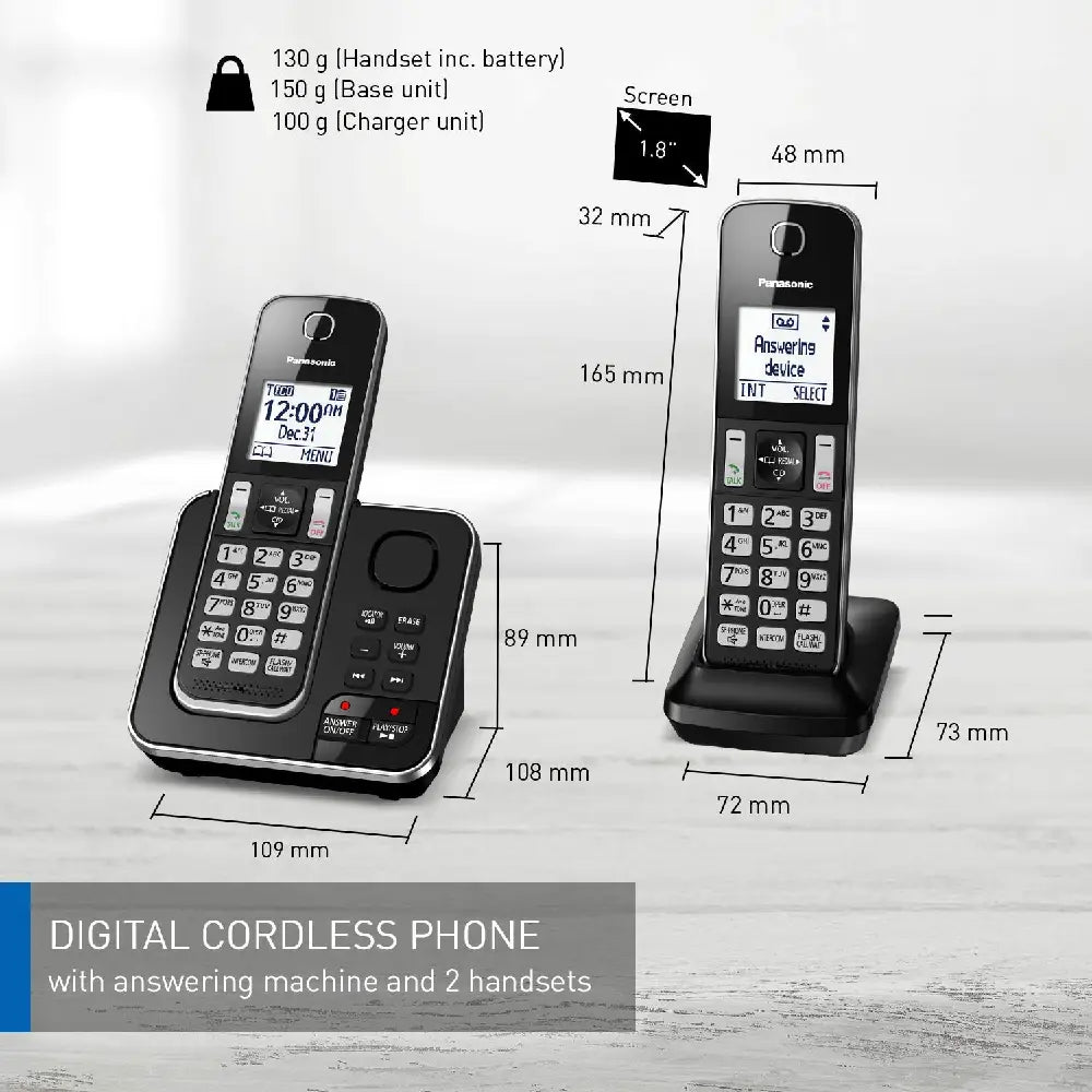 Panasonic kxtgd392b dect 6.0 expandable digital cordless answering system 2-handset, 2.4 KX-TGD392CB thumbnail