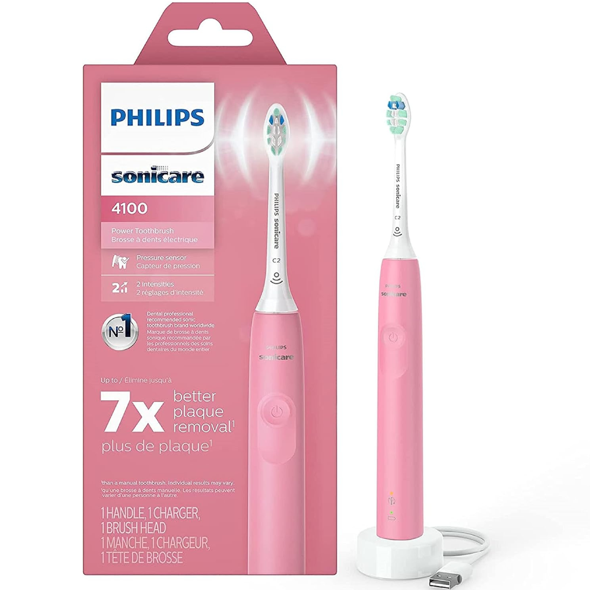 Philips Sonicare 4100 Power Toothbrush, Rechargeable Electric Toothbrush with Pressure Sensor in White, Advanced Plaque Removal and Gentle Cleaning thumbnail