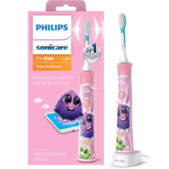 Philips Sonicare for Kids 3+ Bluetooth Connected Rechargeable Electric Power Toothbrush, Interactive Brushing App, Gentle Sonic Cleaning, Pink