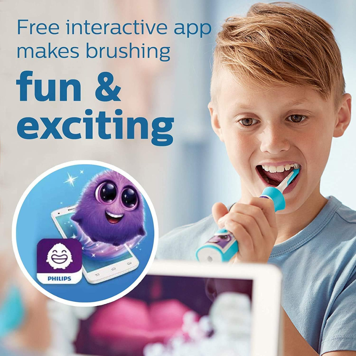 Philips Sonicare for Kids 3+ Bluetooth Connected Rechargeable Electric Power Toothbrush, Interactive Brushing App, Gentle Sonic Cleaning, Pink thumbnail
