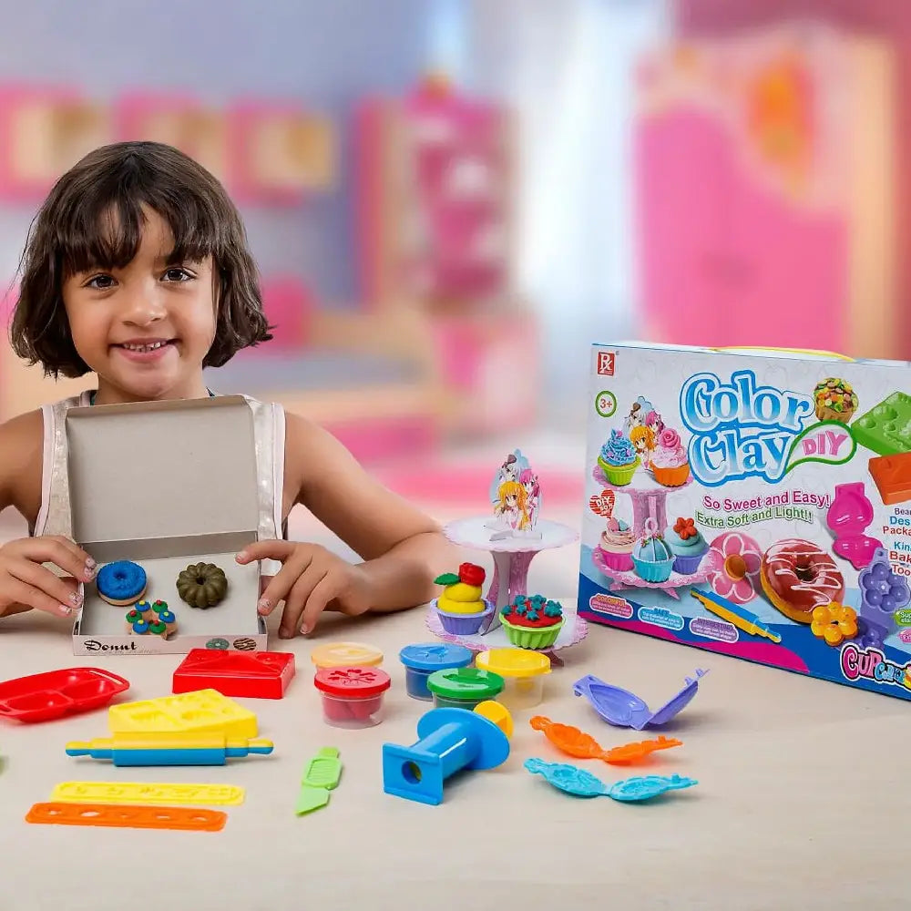Play Baby Toys DIY Super Soft Clay Collection, Fast Food Series - Cupcake And Doughnut Set - So Yummy And Sweet PB-728E-2 thumbnail