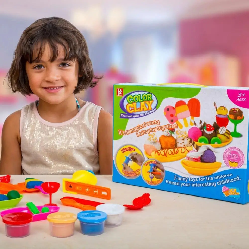 Play Baby Toys DIY Super Soft Clay Collection, Fast Food Series - Ice Cream Set - Create Yummy Frozen Treats PB-726E-1 thumbnail