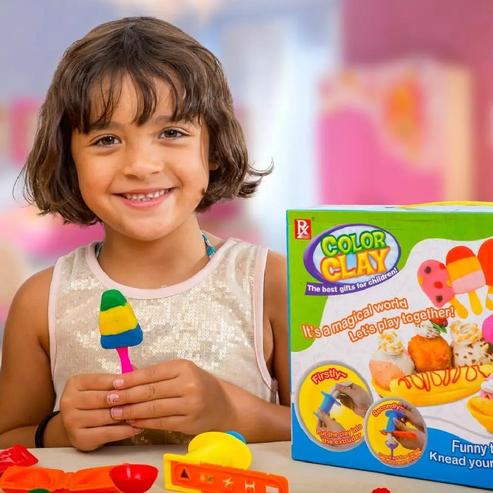 Play Baby Toys DIY Super Soft Clay Collection, Fast Food Series - Ice Cream Set - Create Yummy Frozen Treats PB-726E-1 thumbnail