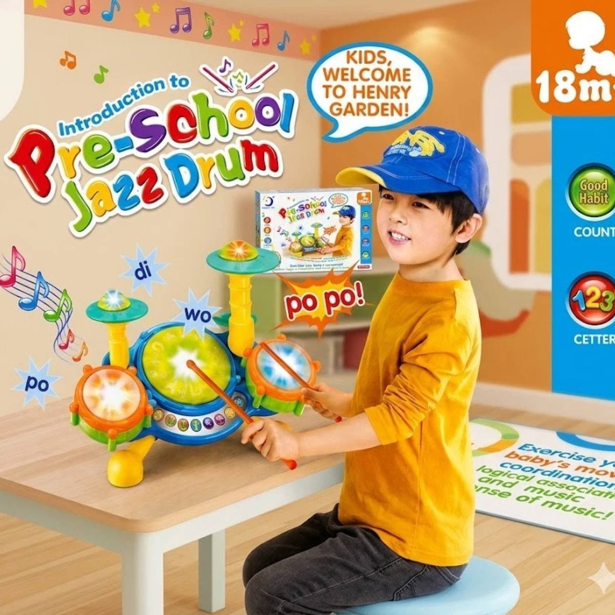 Play Baby Toddler Jazz Drum Set Kids Musical Electronic thumbnail