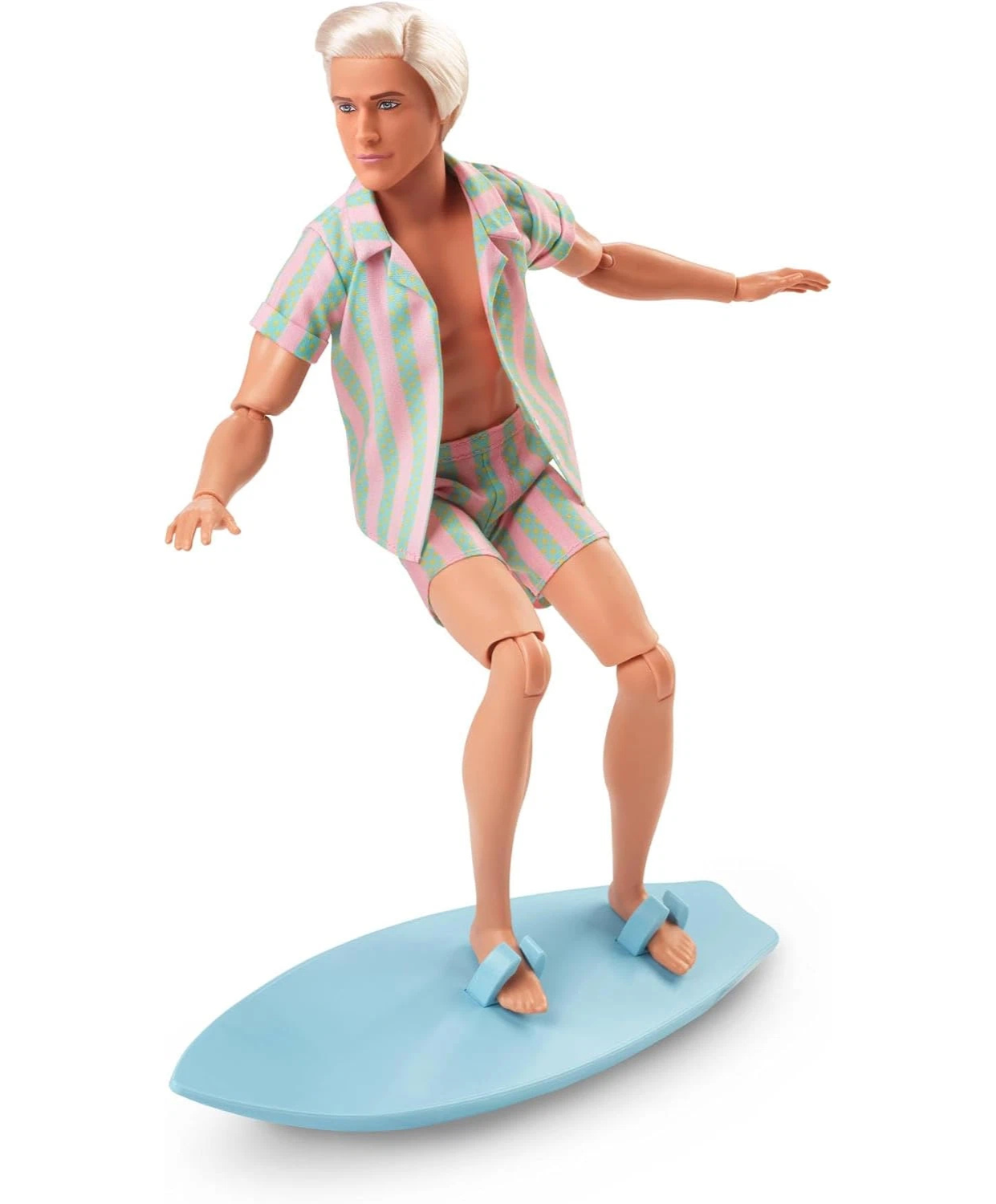 Barbie: The Movie Ken Doll Wearing Pastel Striped Beach Matching Set – Fashion Doll with Stylish Summer Outfit thumbnail