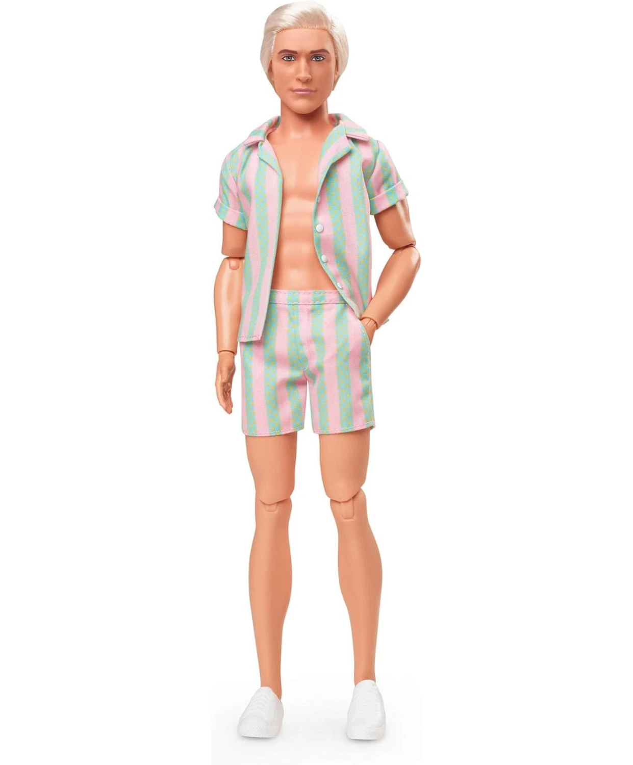 Barbie: The Movie Ken Doll Wearing Pastel Striped Beach Matching Set – Fashion Doll with Stylish Summer Outfit thumbnail