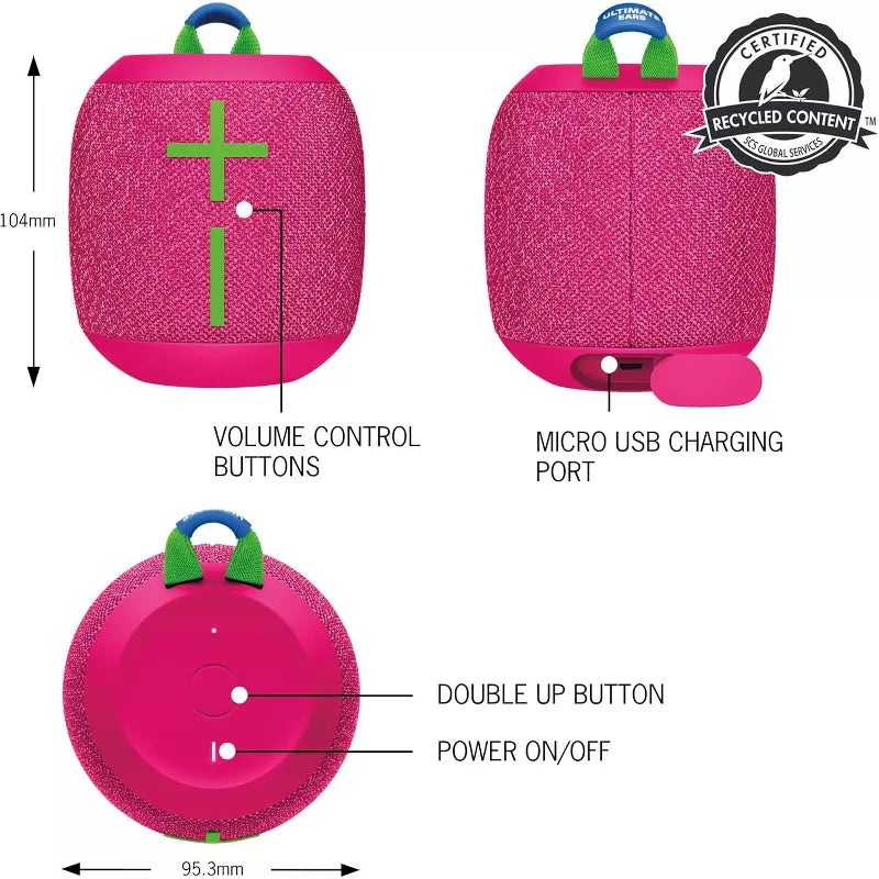 Ultimate Ears WONDERBOOM 3, Small Portable Wireless Bluetooth Speaker, Big Bass 360-Degree Sound for Outdoors, Waterproof thumbnail