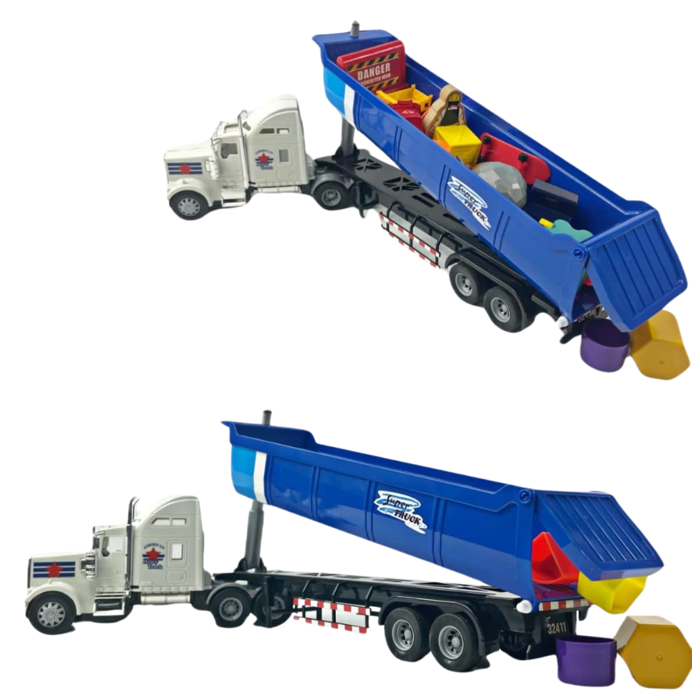 Big Daddy Big Rig Heavy Duty Tractor Trailer Transport Series Dump Truck Tractor Trailer Long Haul Dump Truck. The Big Daddy Heavy Duty Tractor Trailer Toy Dump Truck is an ideal toy for children who love trucks and imaginative play. BD-32411 thumbnail