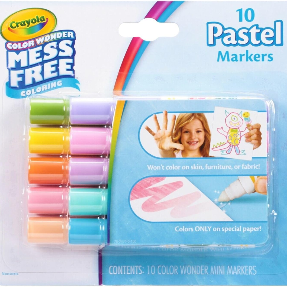 Crayola Color Wonder Mess Free 10 Pastel Markers 75-2470 thumbnail