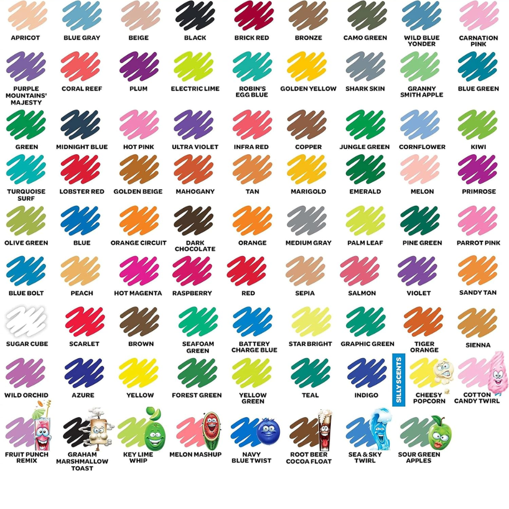 CRAYOLA Super Tips Washable Markers 80 Count Includes Scented Markers. Ignite your child's imagination with&nbsp;Crayola SuperTips Washable Markers, the ultimate art supplies for kids who love to color and create.58-5880 thumbnail