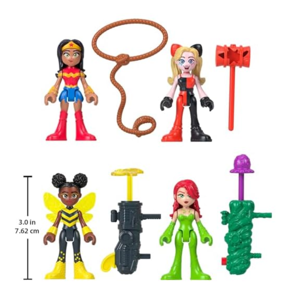 Fisher-Price Imaginext DC Super Friends Toys Rivals Figure Set with Wonder Woman Harley Quinn & Poison Ivy. With bold colors, recognizable costumes, and empowering female characters, this set makes a fantastic gift for any young superhero fan. HWD49 thumbnail