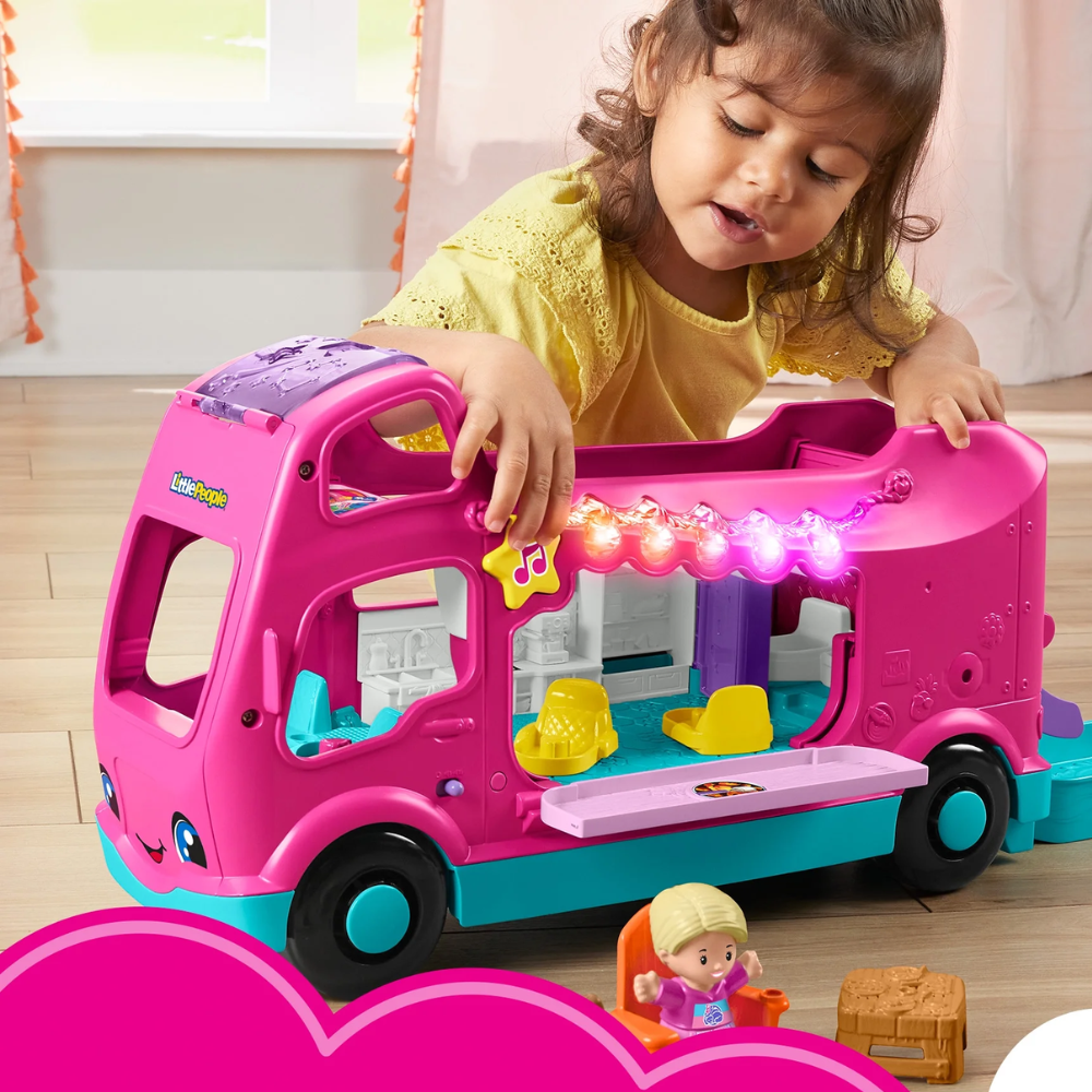 Fisher-Price Little People Toddler Toy Barbie Little Dreamcamper RV Playset. Young Barbie enthusiasts can set off on exciting adventures with the delightful Barbie Little Dreamcamper by Little People.  HWB31 thumbnail