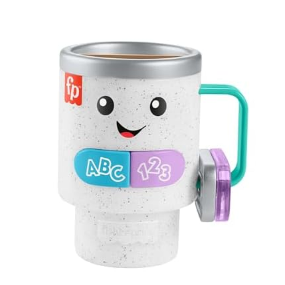 Fisher-Price Baby & Toddler Toy Laugh & Learn Wake Up & Learn Coffee Mug. Safe Play Design Made with safe, baby-friendly materials, this toy is both durable and easy for little hands to hold, offering a secure and enjoyable play experience. HRP35 thumbnail