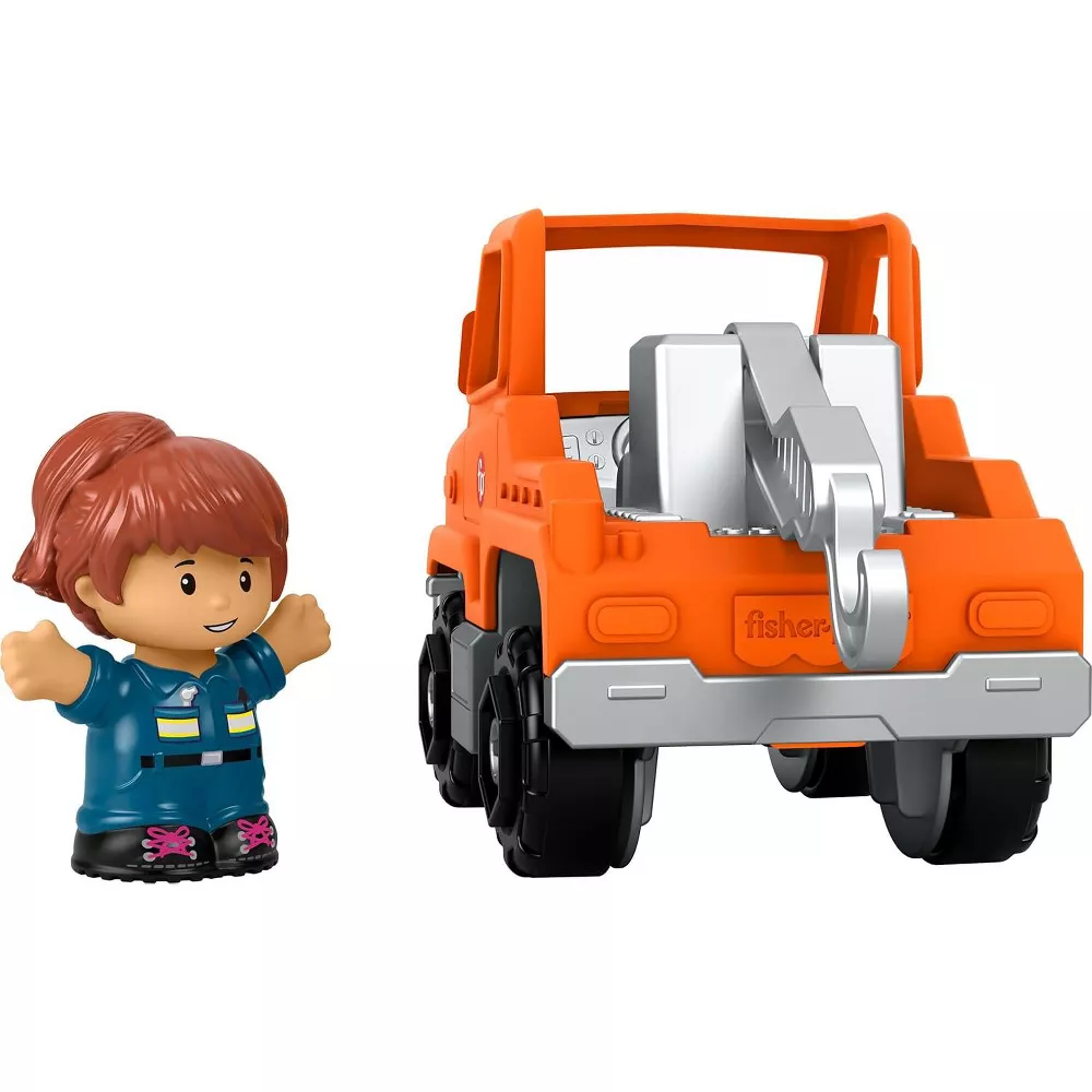 Fisher-Price Little People Toddler Toy Help and Go Tow Truck and Figure. The tow truck encourages toddlers to engage in active play, helping them build motor skills and explore imaginative scenarios centered around helping others and transportation. HNJ29 thumbnail