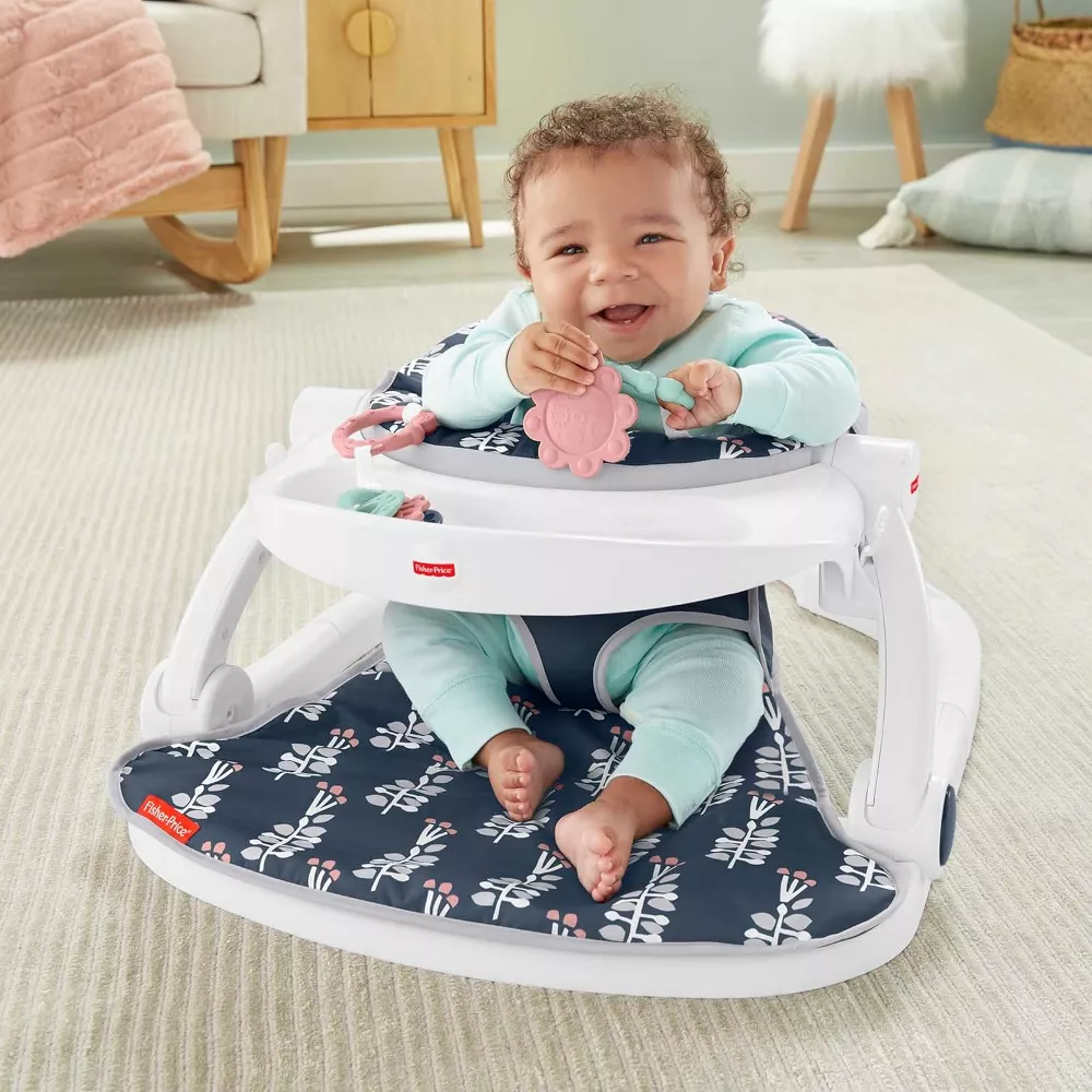 Fisher-Price Sit-Me-Up Floor Seat with Snack Tray, Navy Garden thumbnail