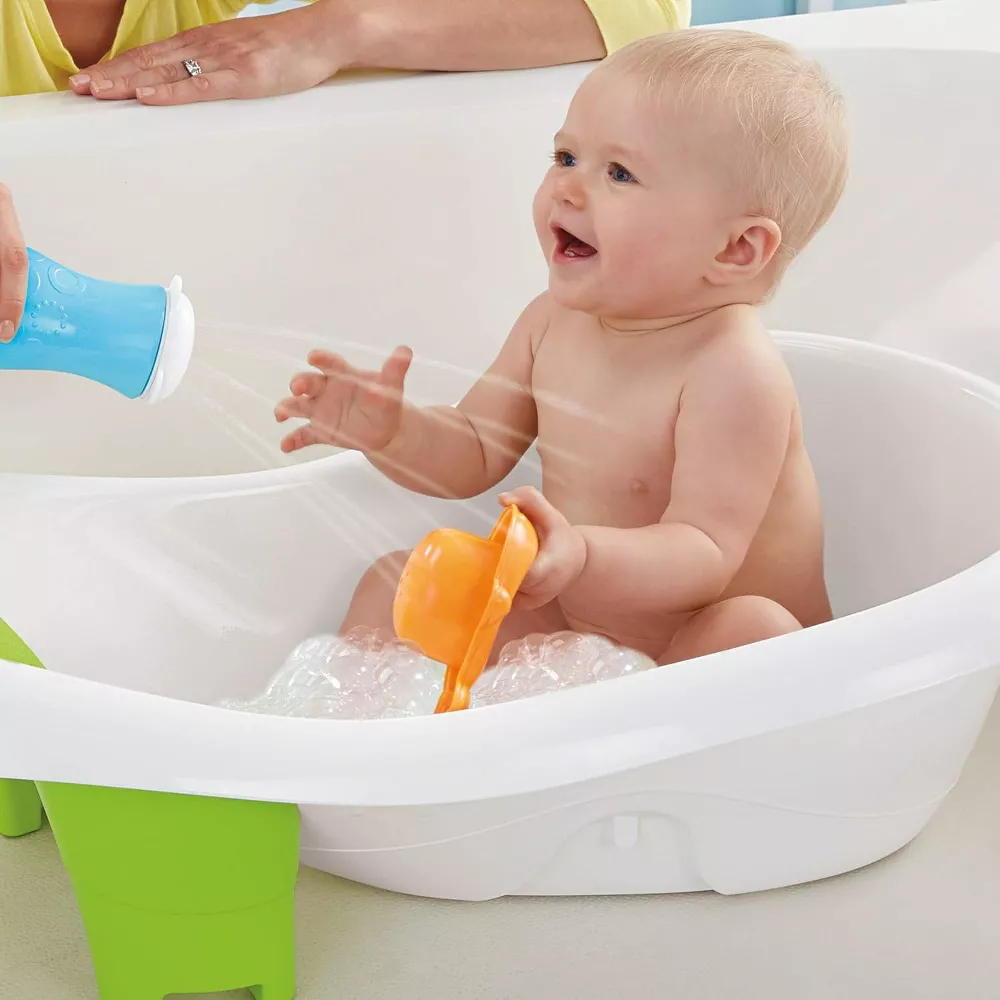 Fisher-Price Baby to Toddler Bath 4-In-1 Sling N Seat Tub Green CHM32 thumbnail