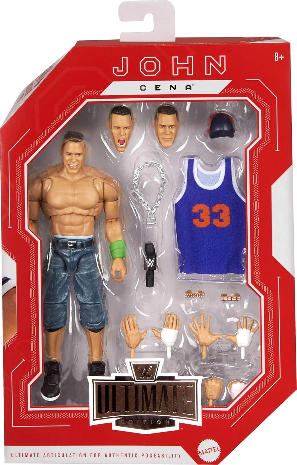 WWE Ultimate Edition John Cena Action Figure with Signature Wrestling Attire, Fully Poseable Limbs, Accessories and Collector-Quality Design for Kids and Fans thumbnail