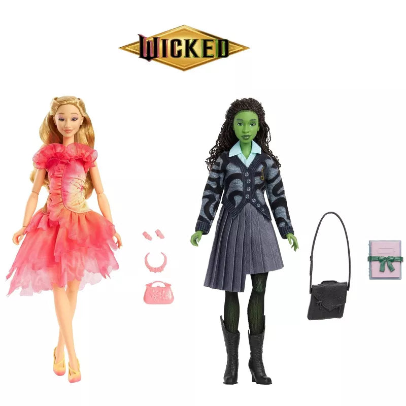 Wicked Movie Glinda & Elphaba Doll 2-Pack – Shiz University Fashion Dolls Inspired by Universal Pictures