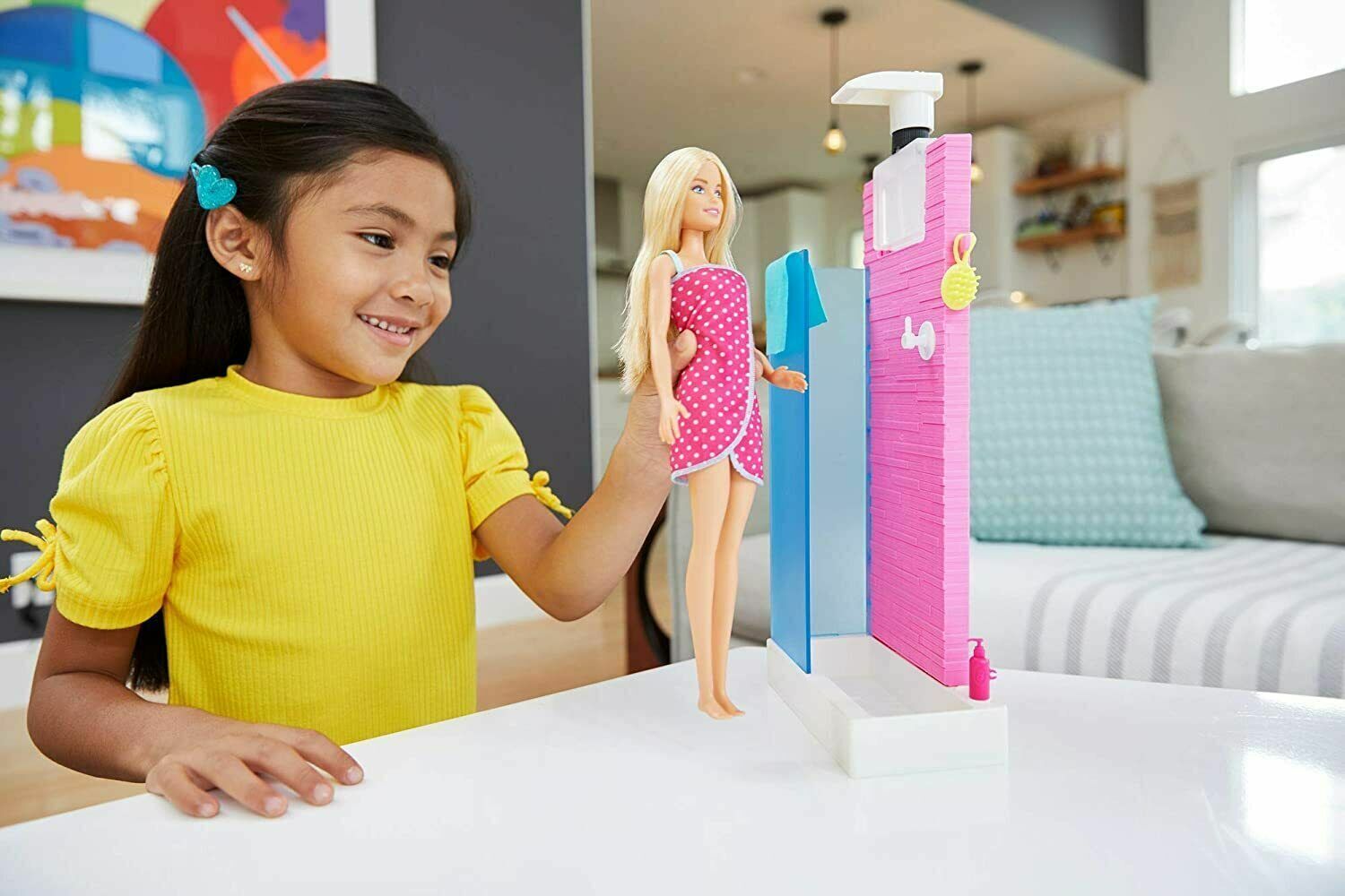 Barbie Doll Shower Playset & Bath Accessories FXG51 thumbnail