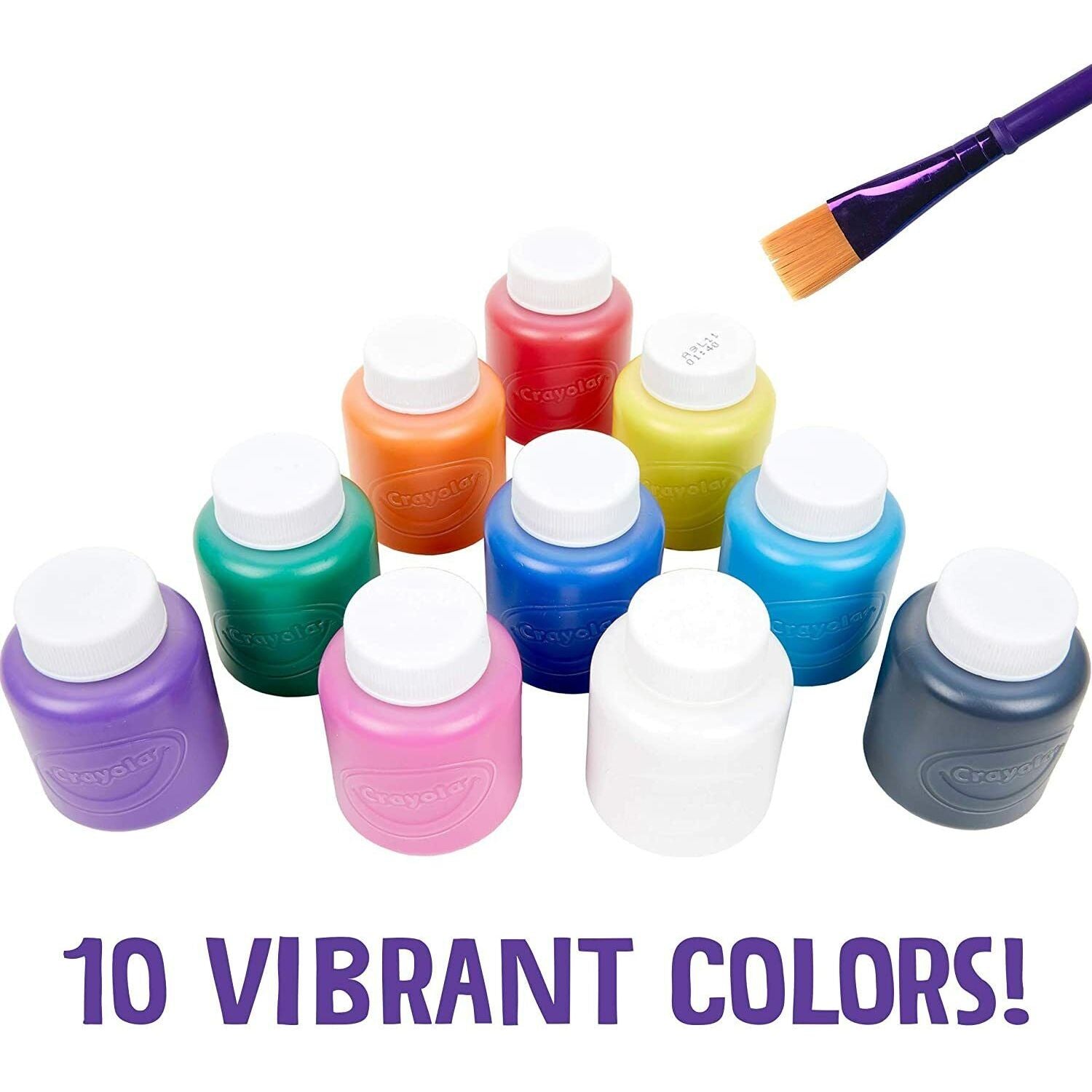 Crayola Washable Kids Paint Set Pack of 10 Bottles 2oz 54-1205 thumbnail